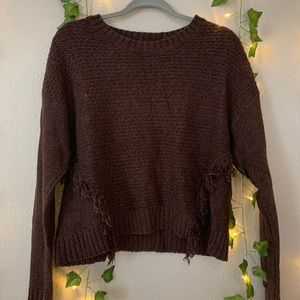 American Eagle front fringe sweater